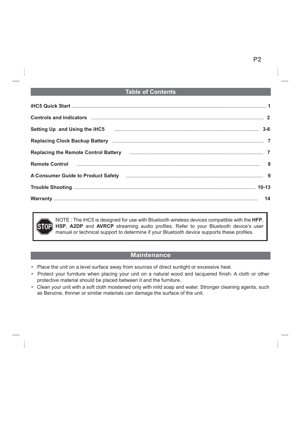 iHome iHC5 User Manual | Page 2 / 17