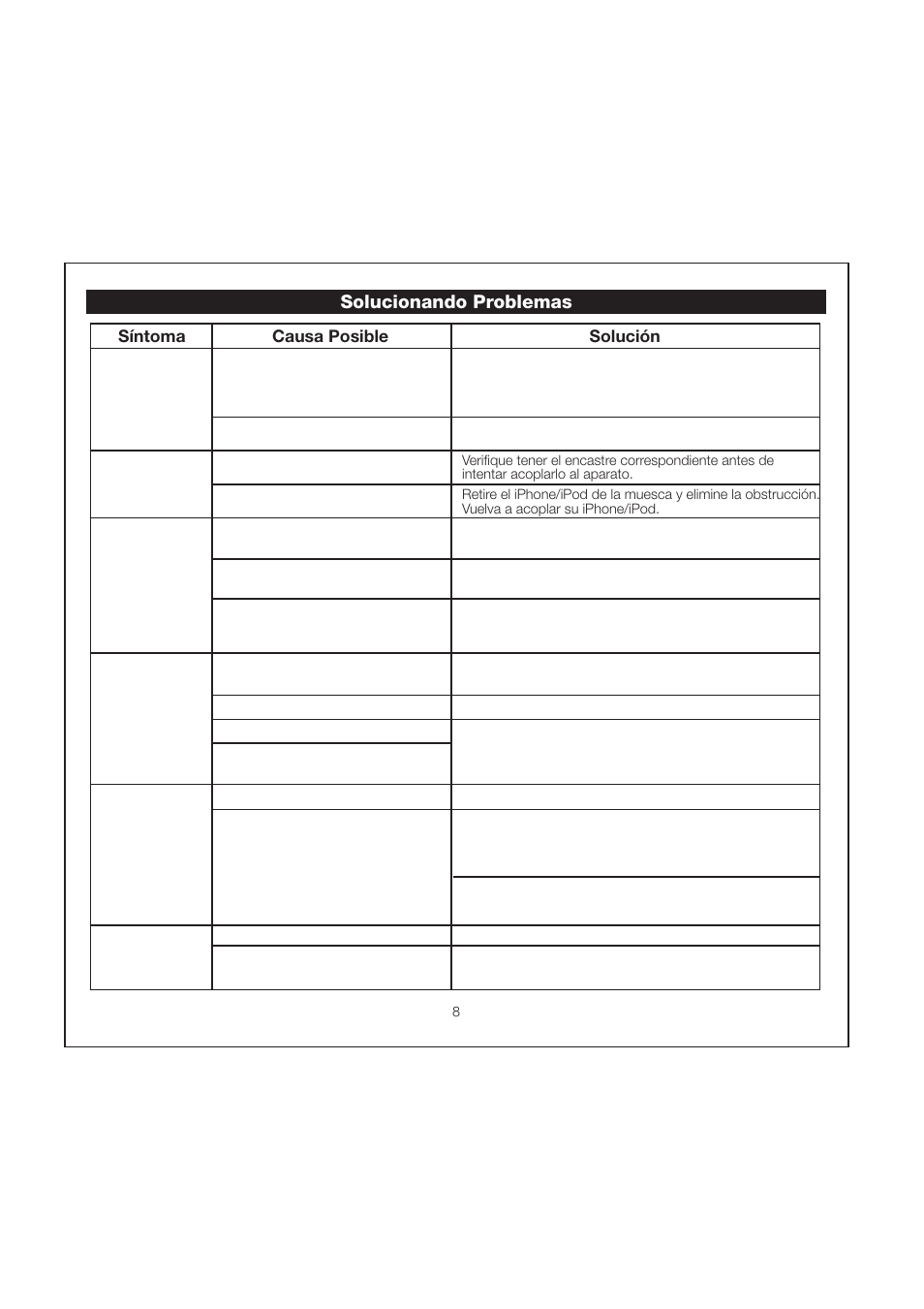 Solucionando problemas | iHome iP71 User Manual | Page 11 / 12