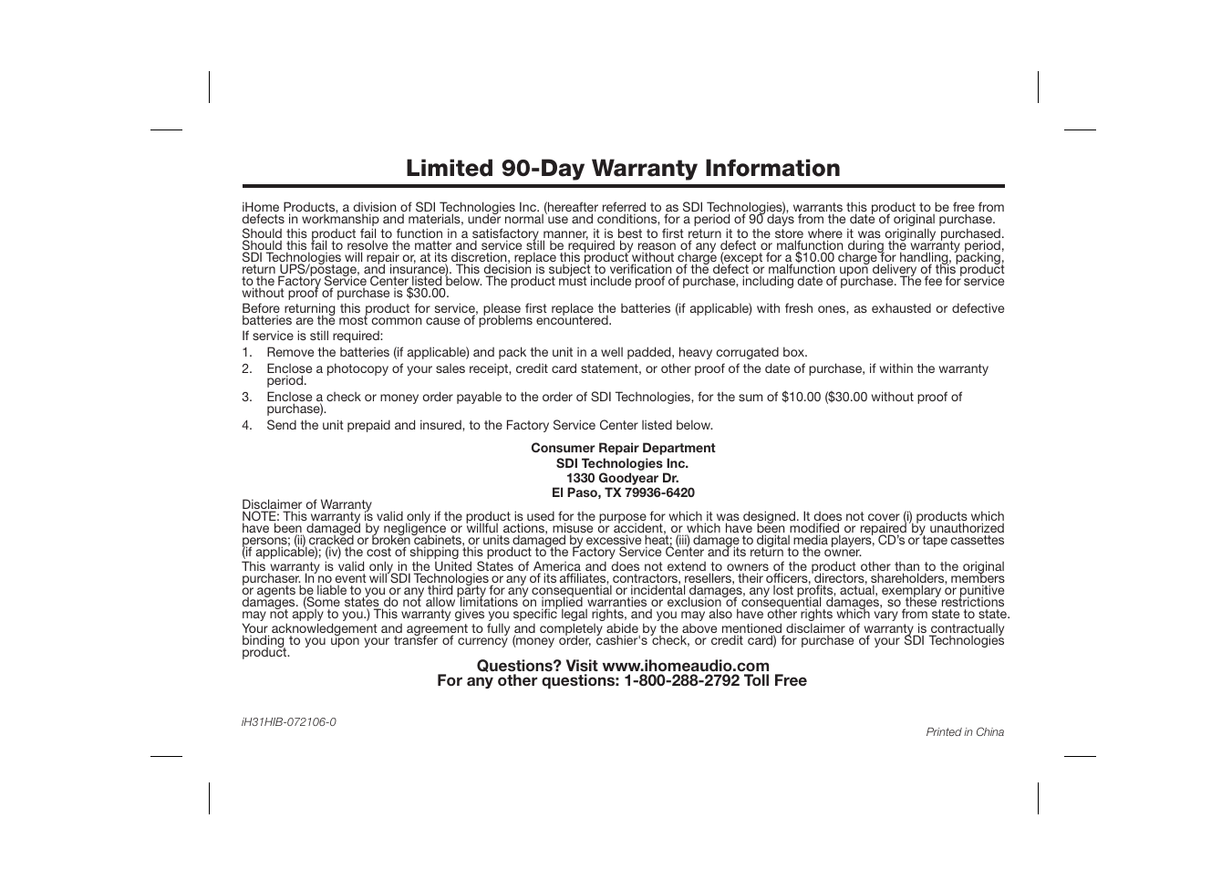 iHome iH31H User Manual | 19 pages