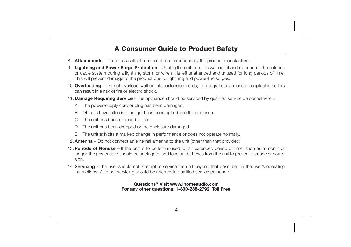 A consumer guide to product safety | iHome iH31H User Manual | Page 6 / 19