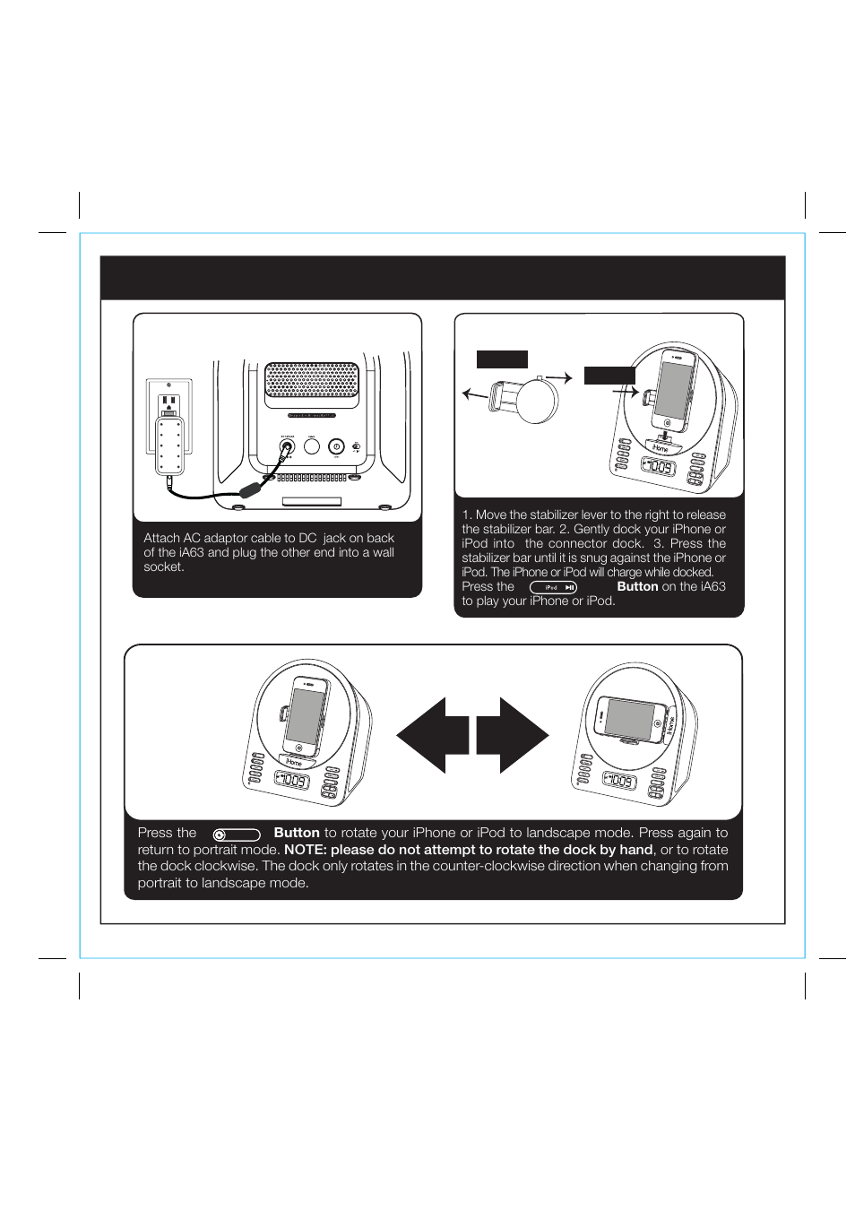 Quick start | iHome IA63 User Manual | Page 4 / 14