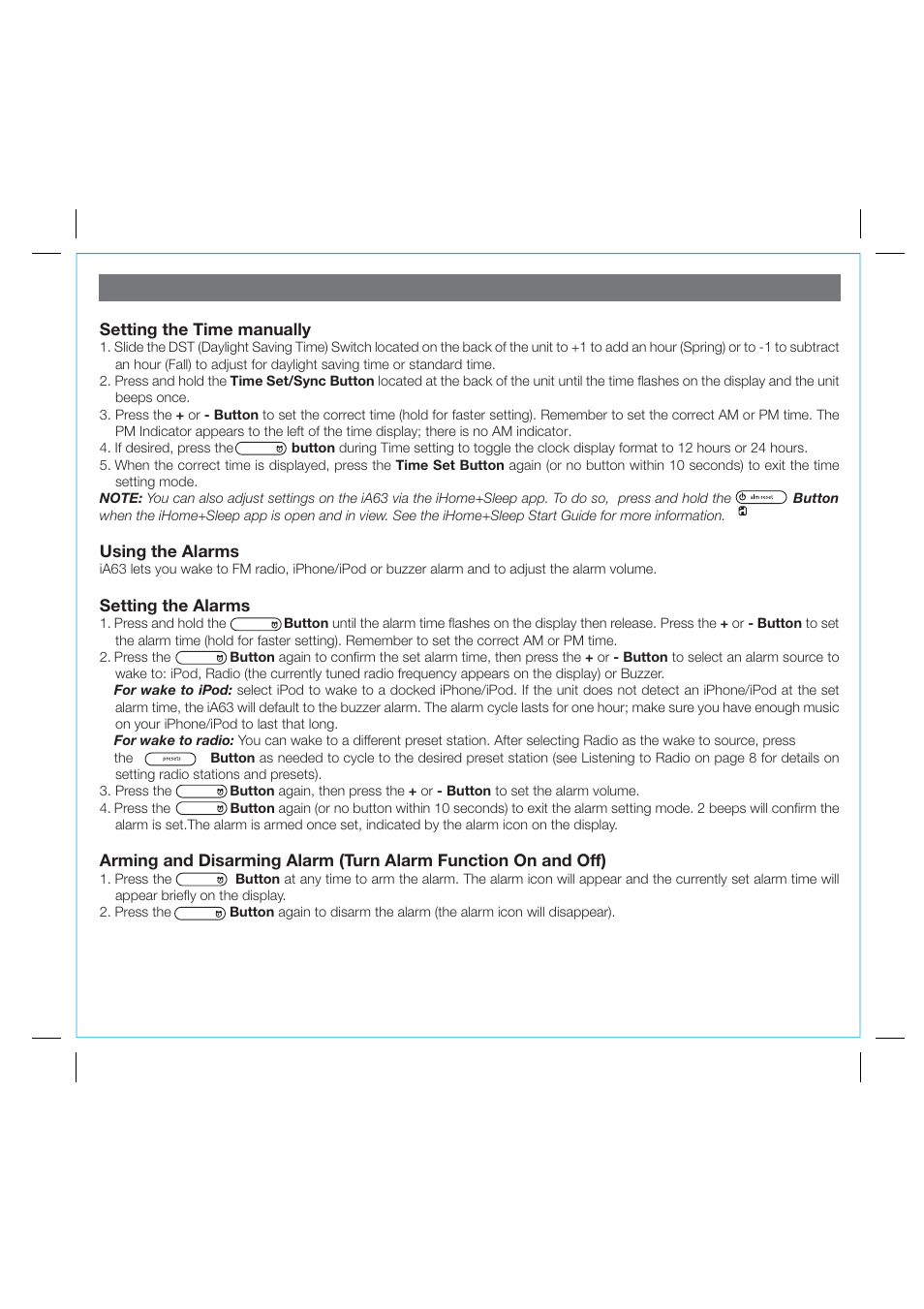 Setting up the ia63 | iHome IA63 User Manual | Page 7 / 14