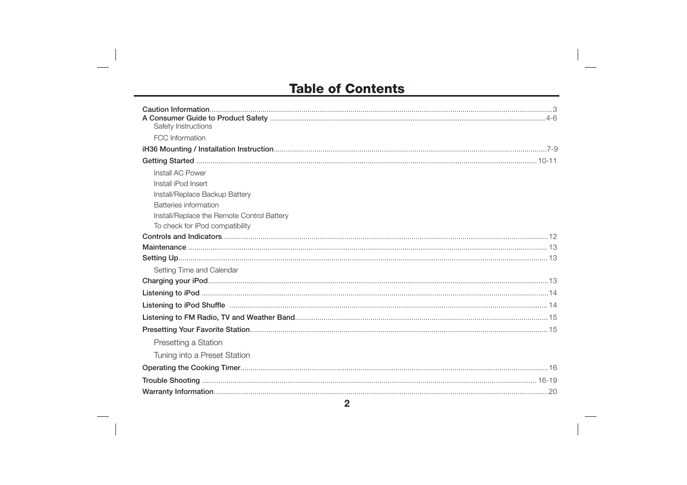 iHome iH36 User Manual | Page 3 / 21