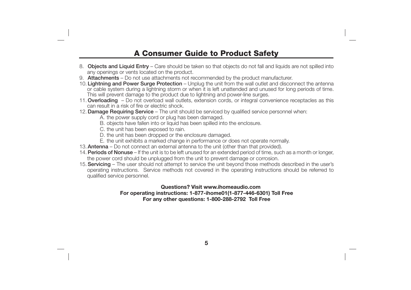 A consumer guide to product safety | iHome iH36 User Manual | Page 6 / 21