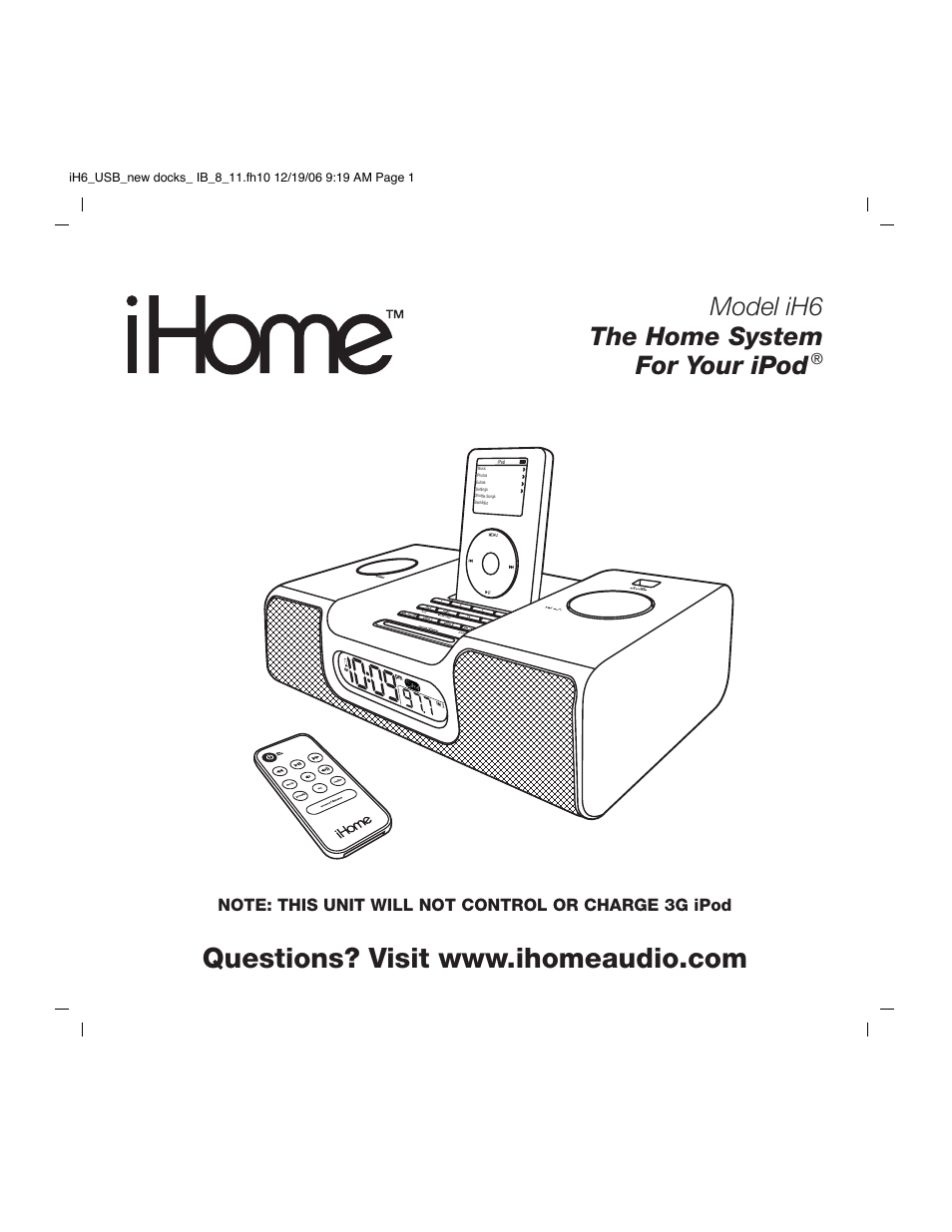 iHome iH6 User Manual | 13 pages