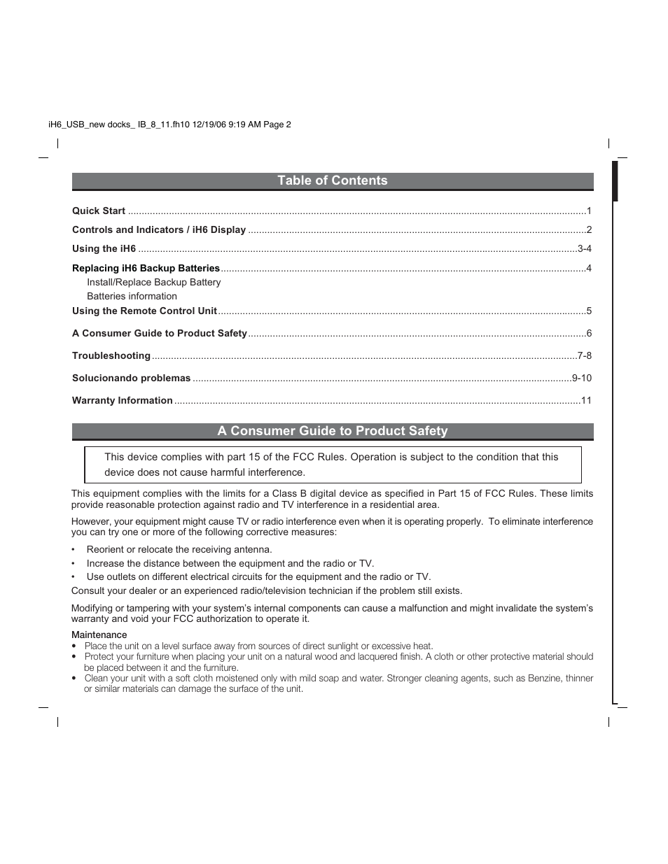 iHome iH6 User Manual | Page 2 / 13