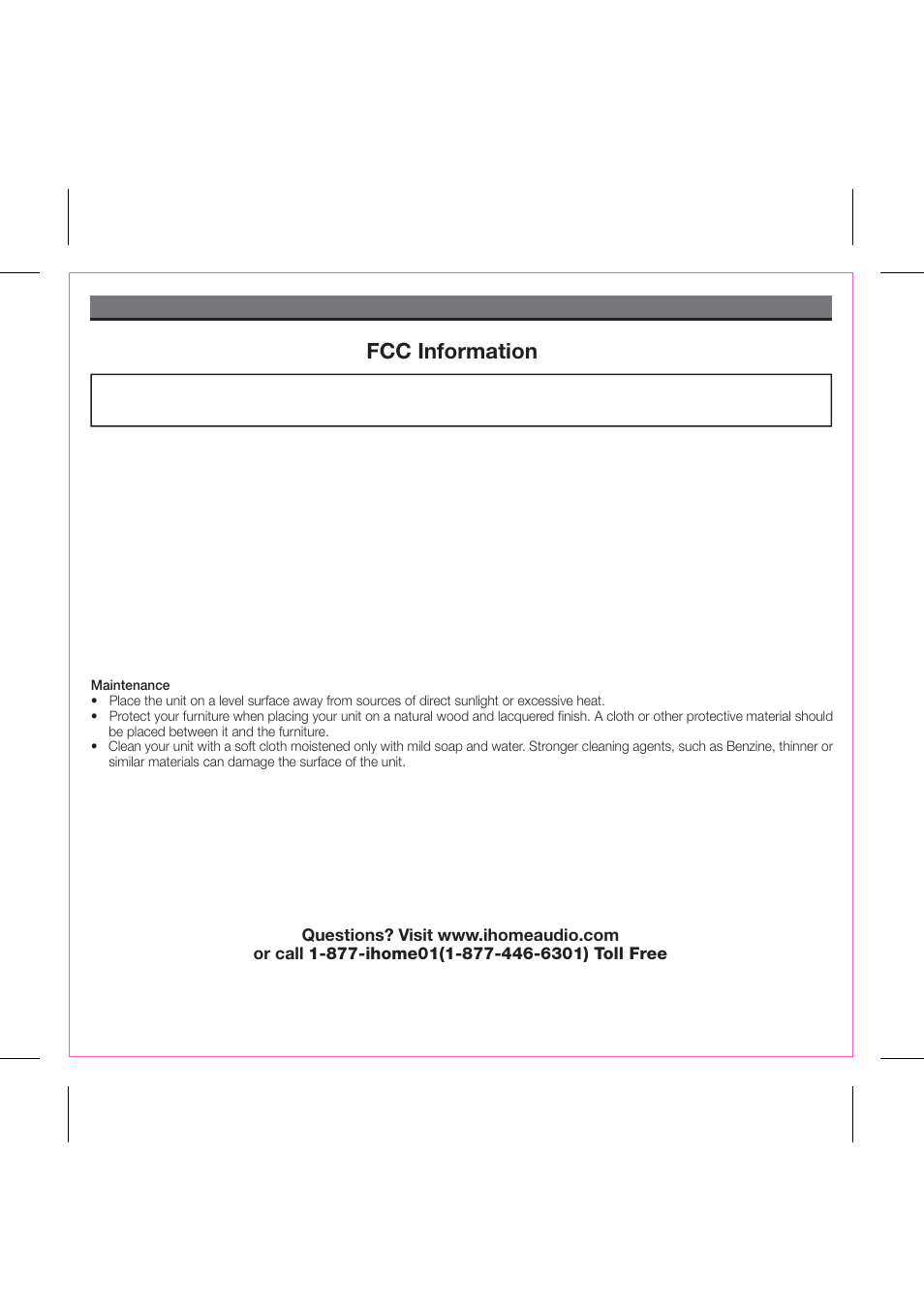 Fcc information, A consumer guide to product safety | iHome iH51 User Manual | Page 5 / 17
