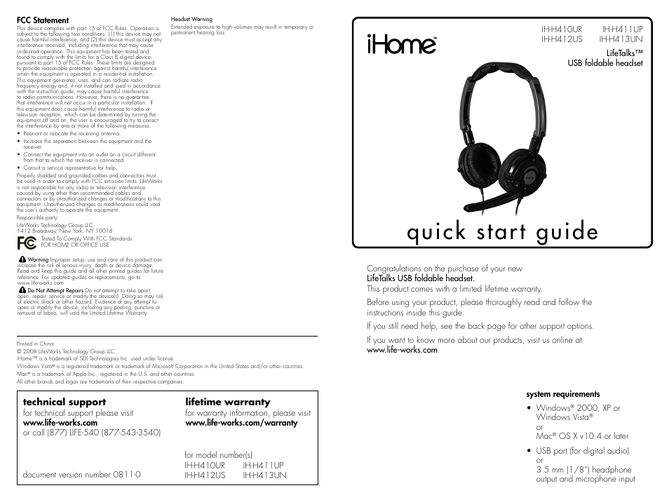 iHome IH-H413UN User Manual | 2 pages