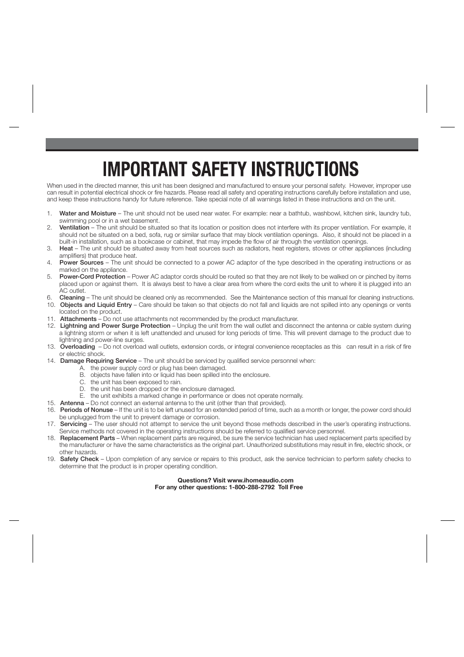 A consumer guide to product safety | iHome iH80 User Manual | Page 14 / 15