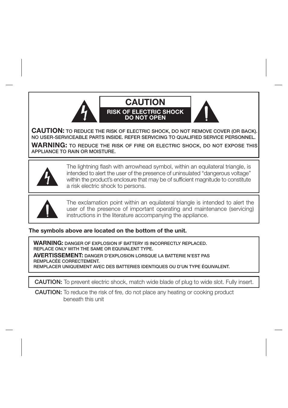 Caution, Warning | iHome iH80 User Manual | Page 3 / 15