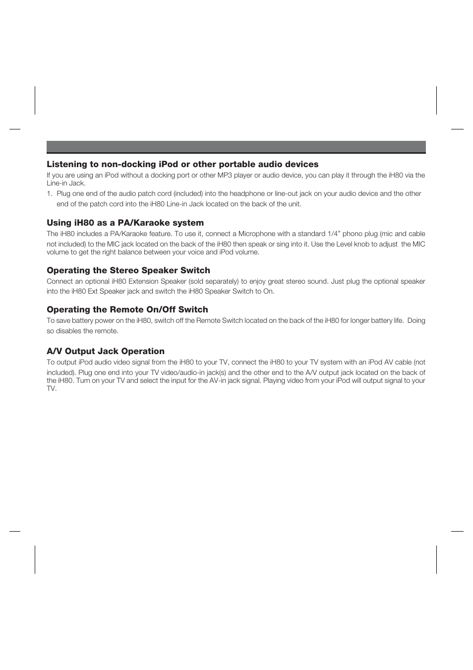 Using the ih80 | iHome iH80 User Manual | Page 9 / 15