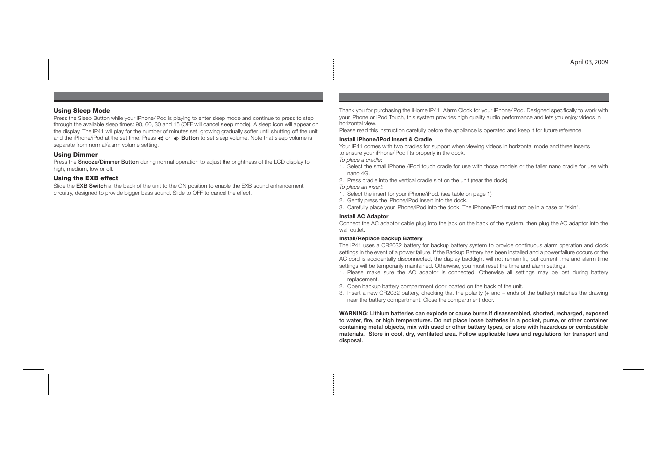 iHome iP41 User Manual | Page 5 / 12