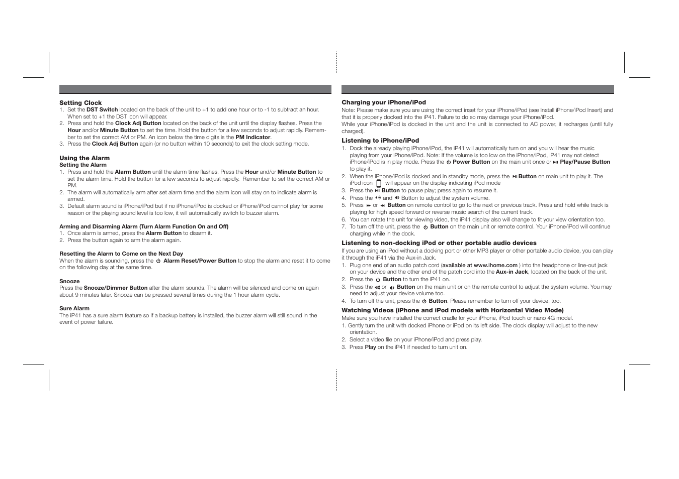 iHome iP41 User Manual | Page 6 / 12