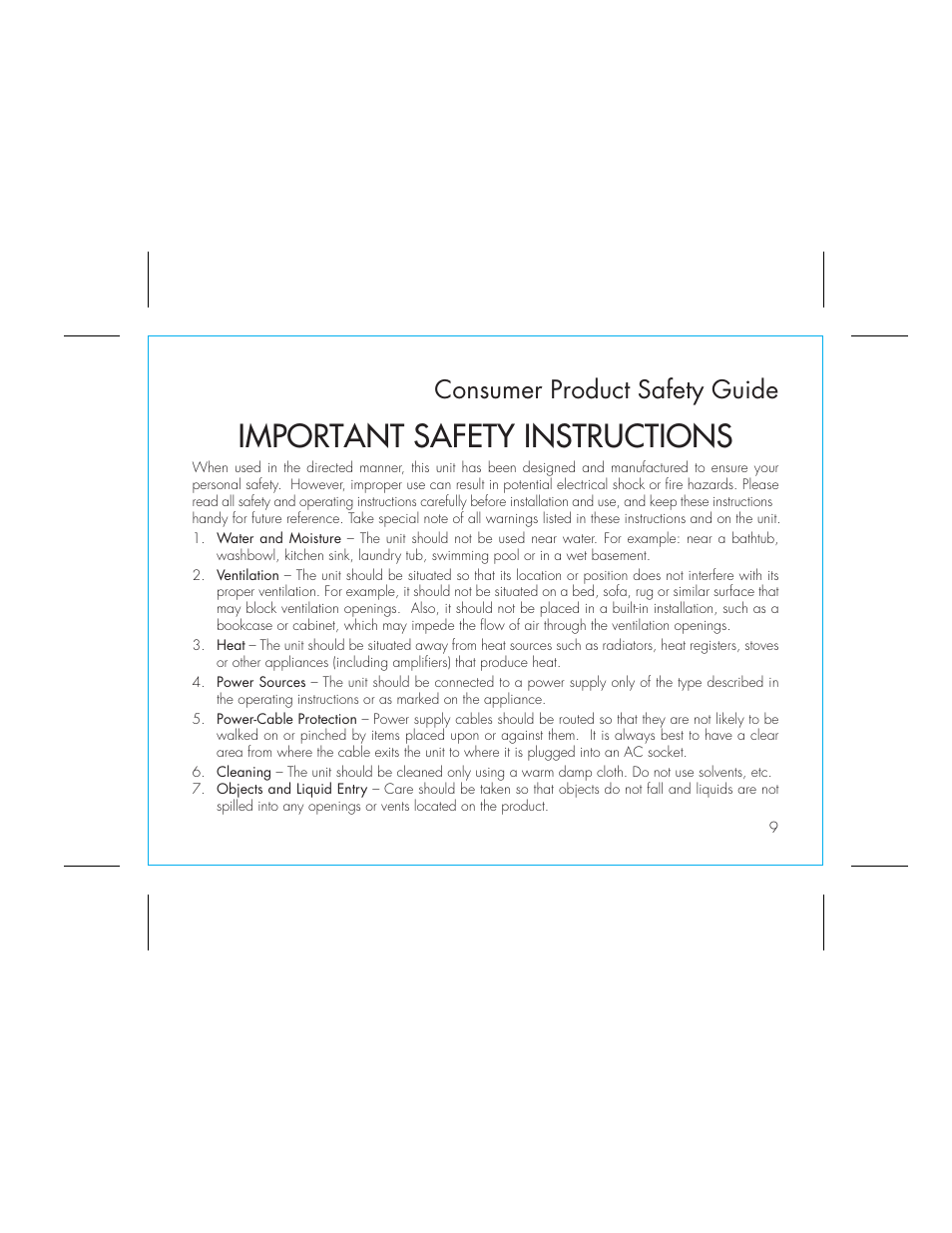 Important safety instructions, Consumer product safety guide | iHome ID9 User Manual | Page 13 / 16