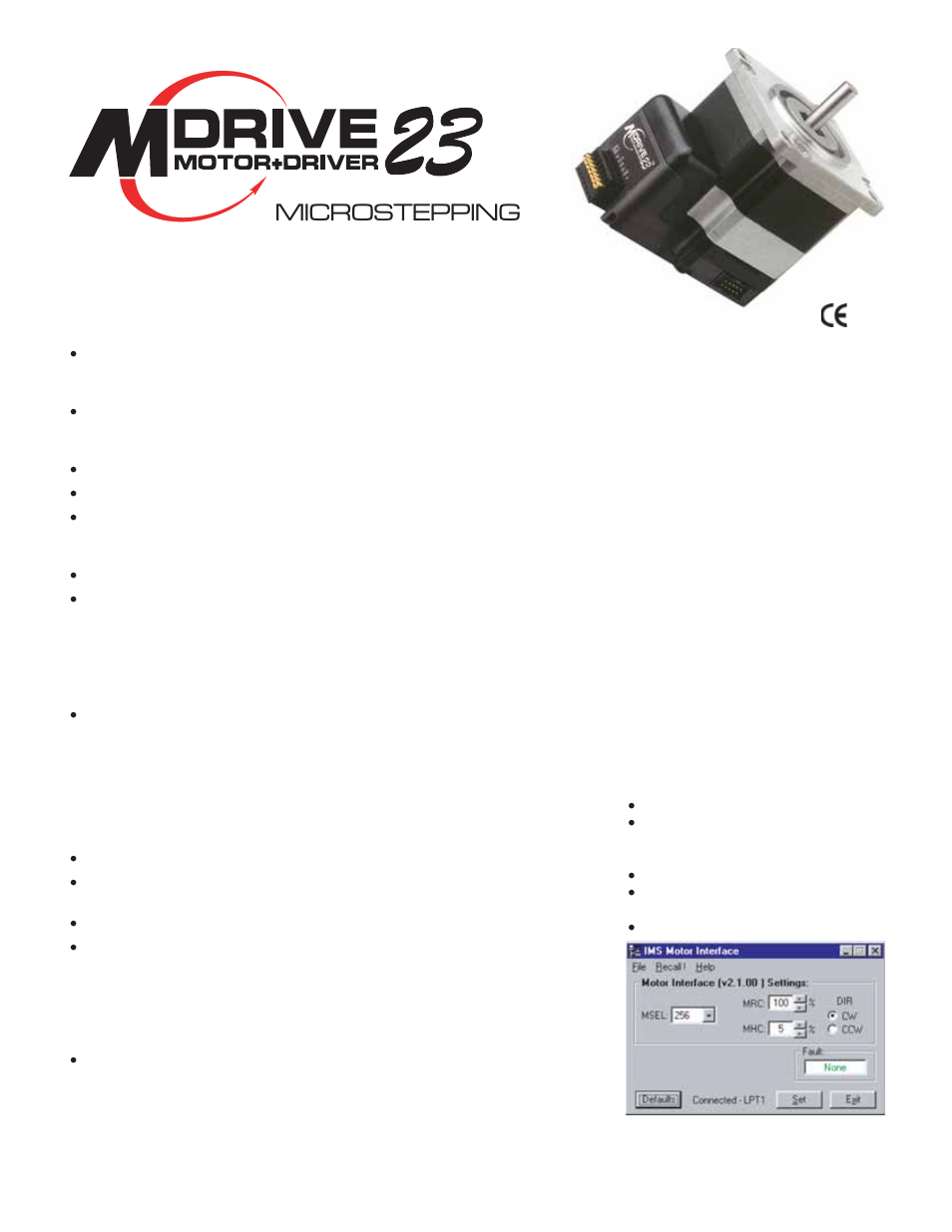 Intelligent Motion Systems MDrive23 User Manual | 6 pages