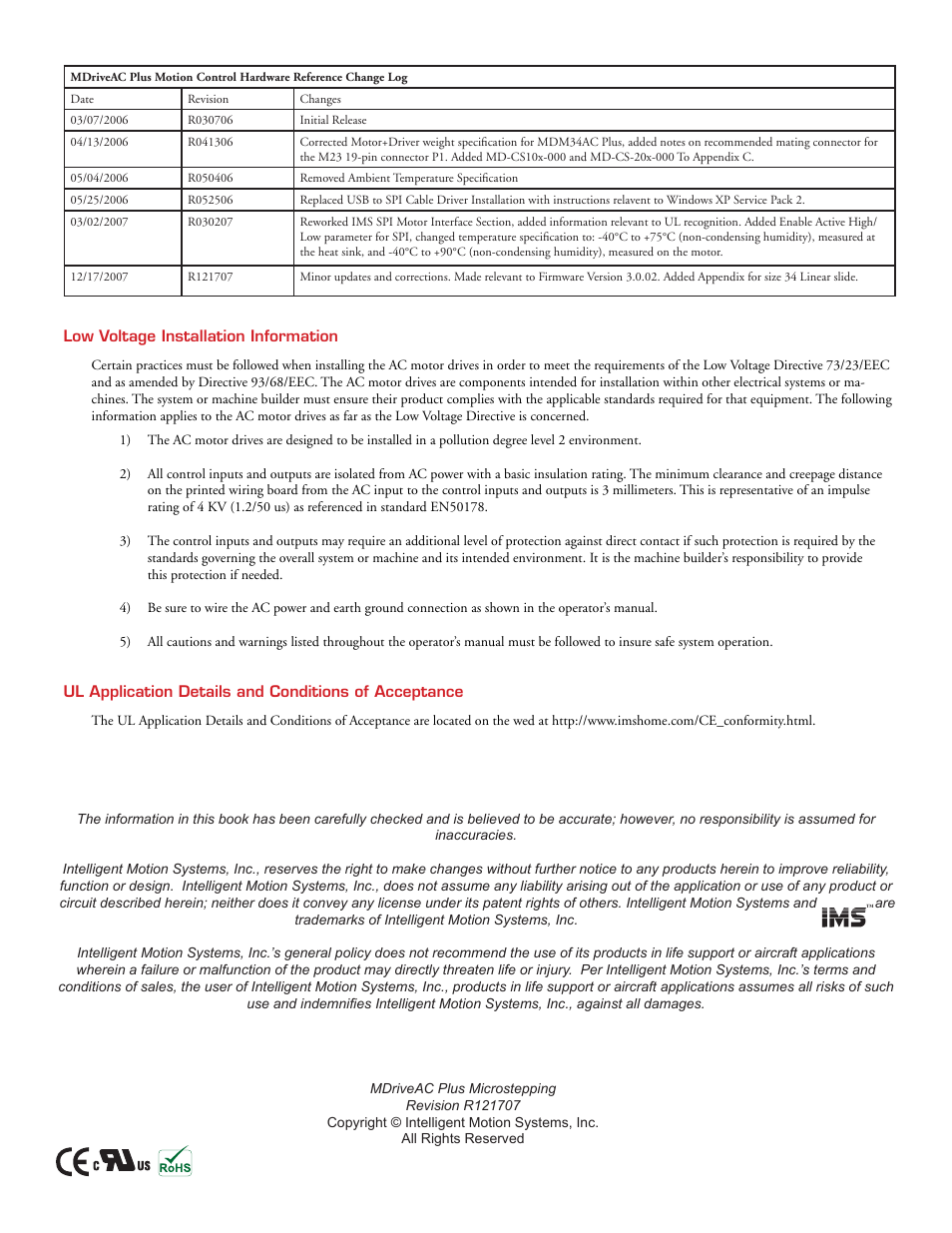 Intelligent Motion Systems MDriveAC User Manual | Page 2 / 79