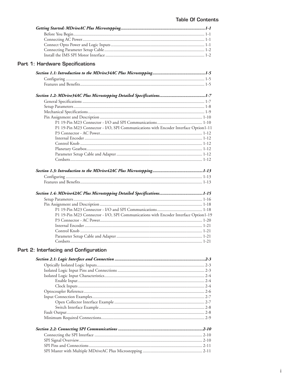 Intelligent Motion Systems MDriveAC User Manual | Page 3 / 79