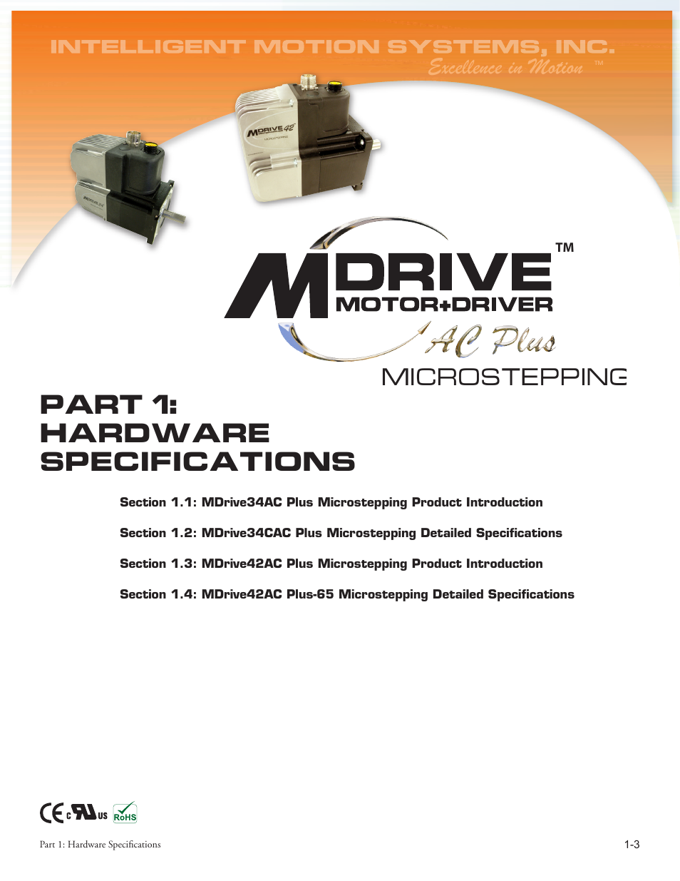 Part 1: hardware specifications, Excellence in motion, Microstepping | Intelligent Motion Systems MDriveAC User Manual | Page 9 / 79