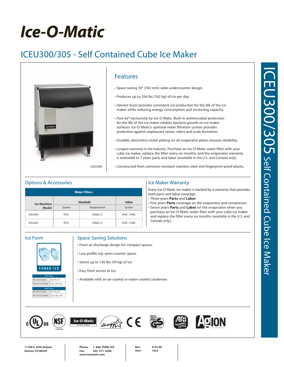 Ice-O-Matic ICEU300 User Manual | 2 pages