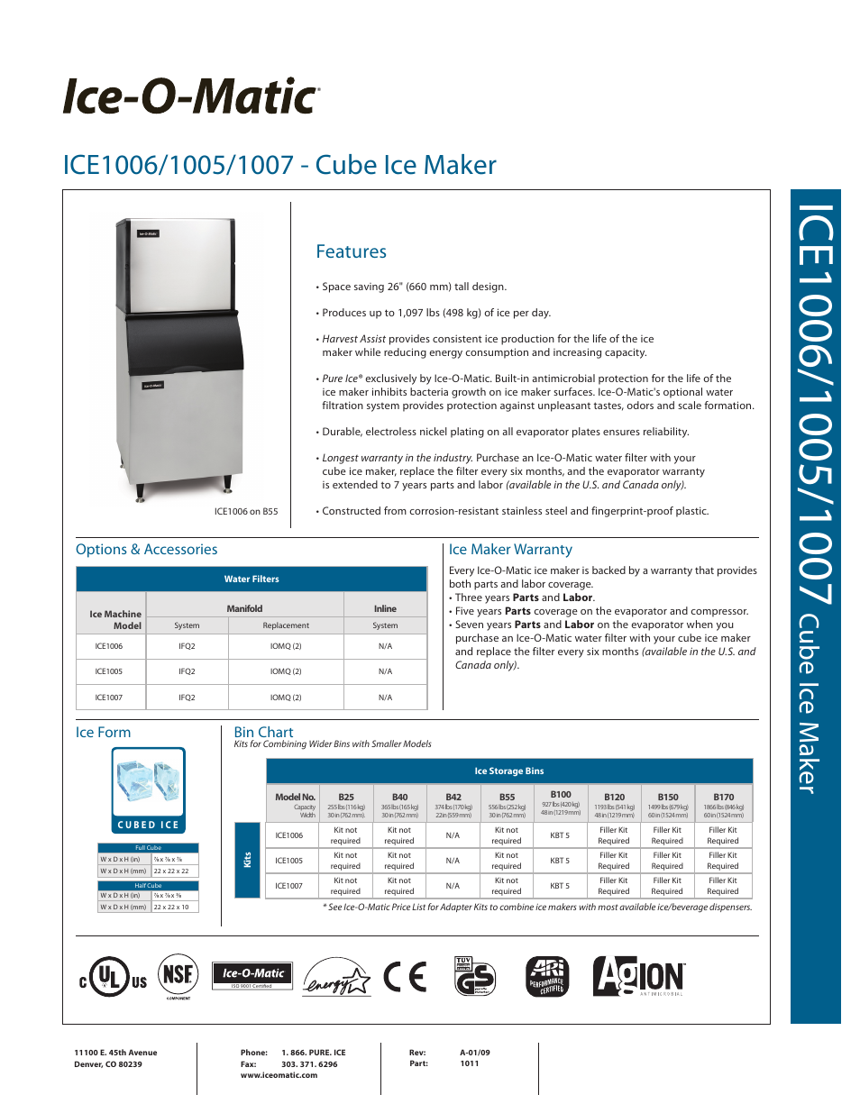 Ice-O-Matic ICE1007 User Manual | 2 pages