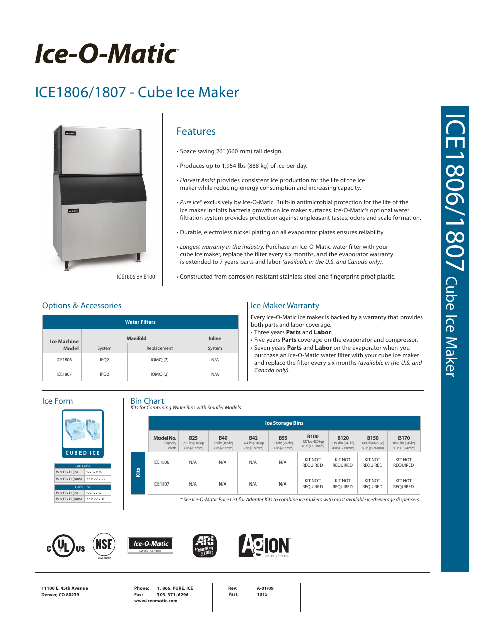 Ice-O-Matic ICE1806/1807 User Manual | 2 pages