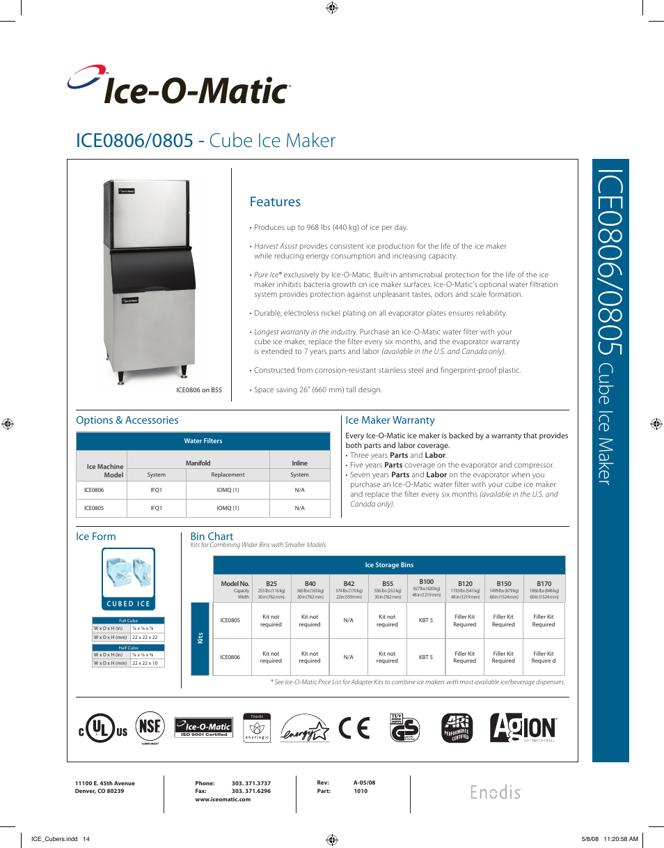 Ice-O-Matic ICE0806 User Manual | 2 pages