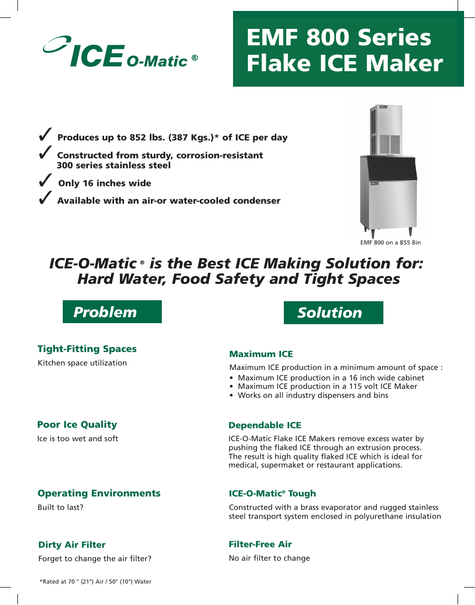 Ice-O-Matic EMF 800 User Manual | 2 pages