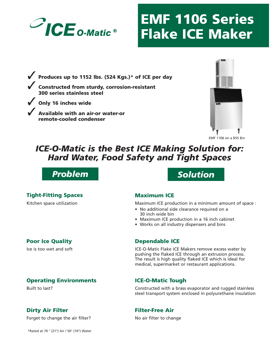 Ice-O-Matic EMF 1106 Series User Manual | 2 pages
