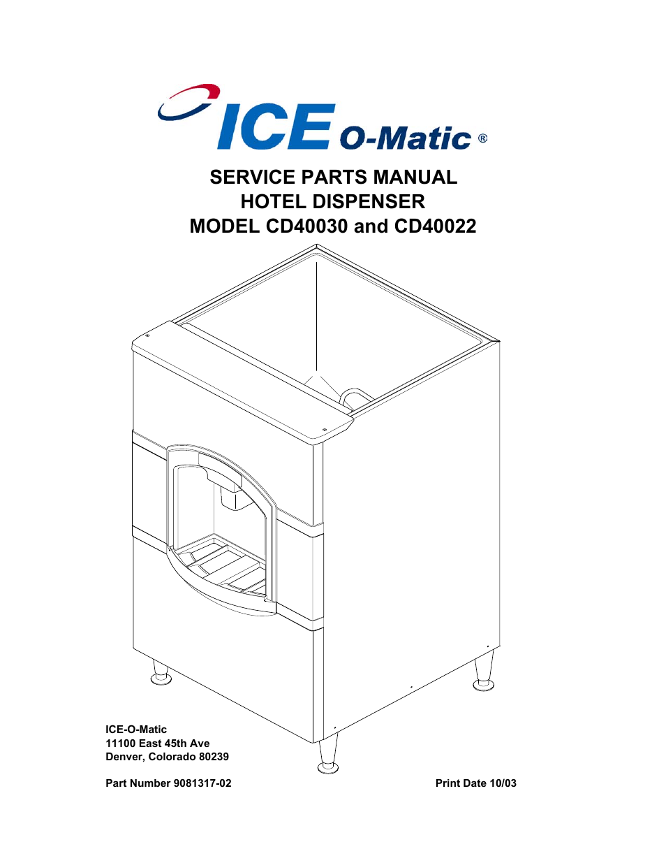 Ice-O-Matic Hotel Dispenser CD300 User Manual | 11 pages