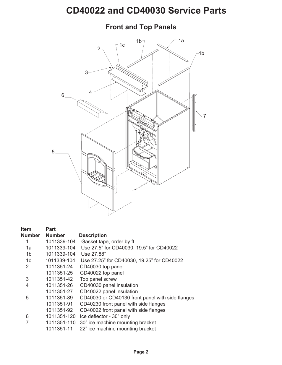 Front and top panels | Ice-O-Matic Hotel Dispenser CD300 User Manual | Page 4 / 11