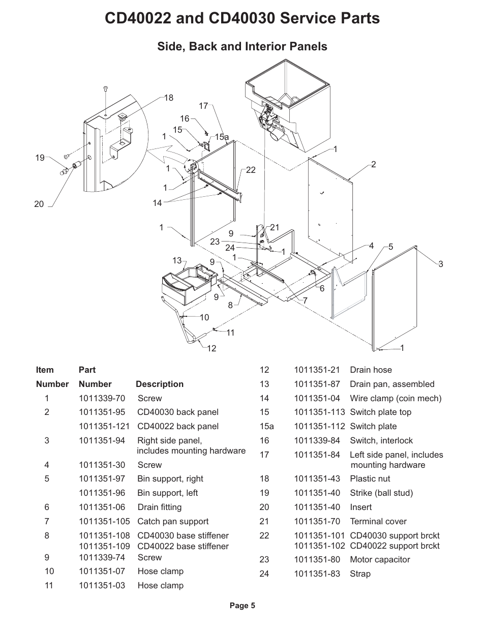 Side, back and interior panels | Ice-O-Matic Hotel Dispenser CD300 User Manual | Page 7 / 11