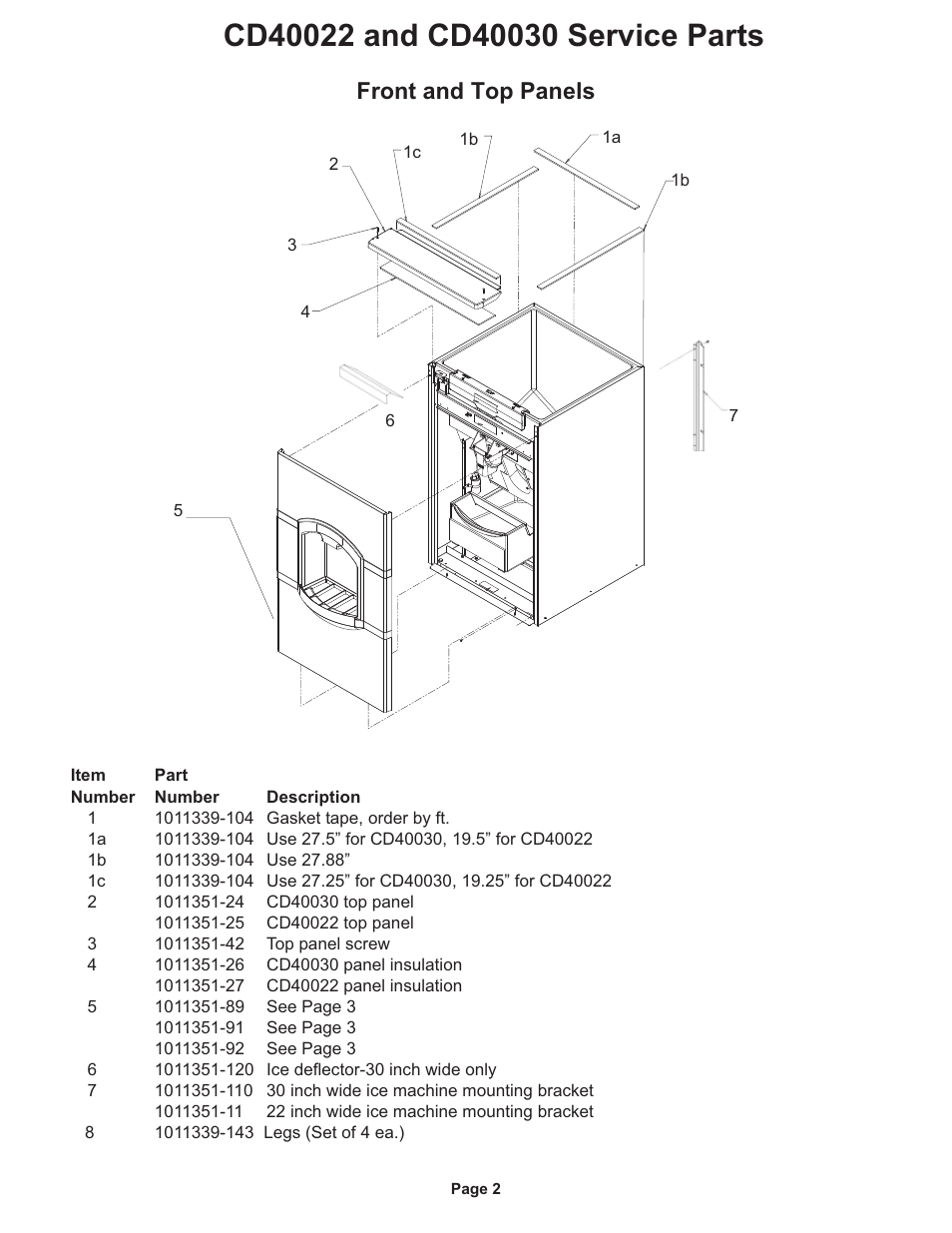 Front and top panels | Ice-O-Matic Hotel Dispenser CD 40030 Series User Manual | Page 4 / 12