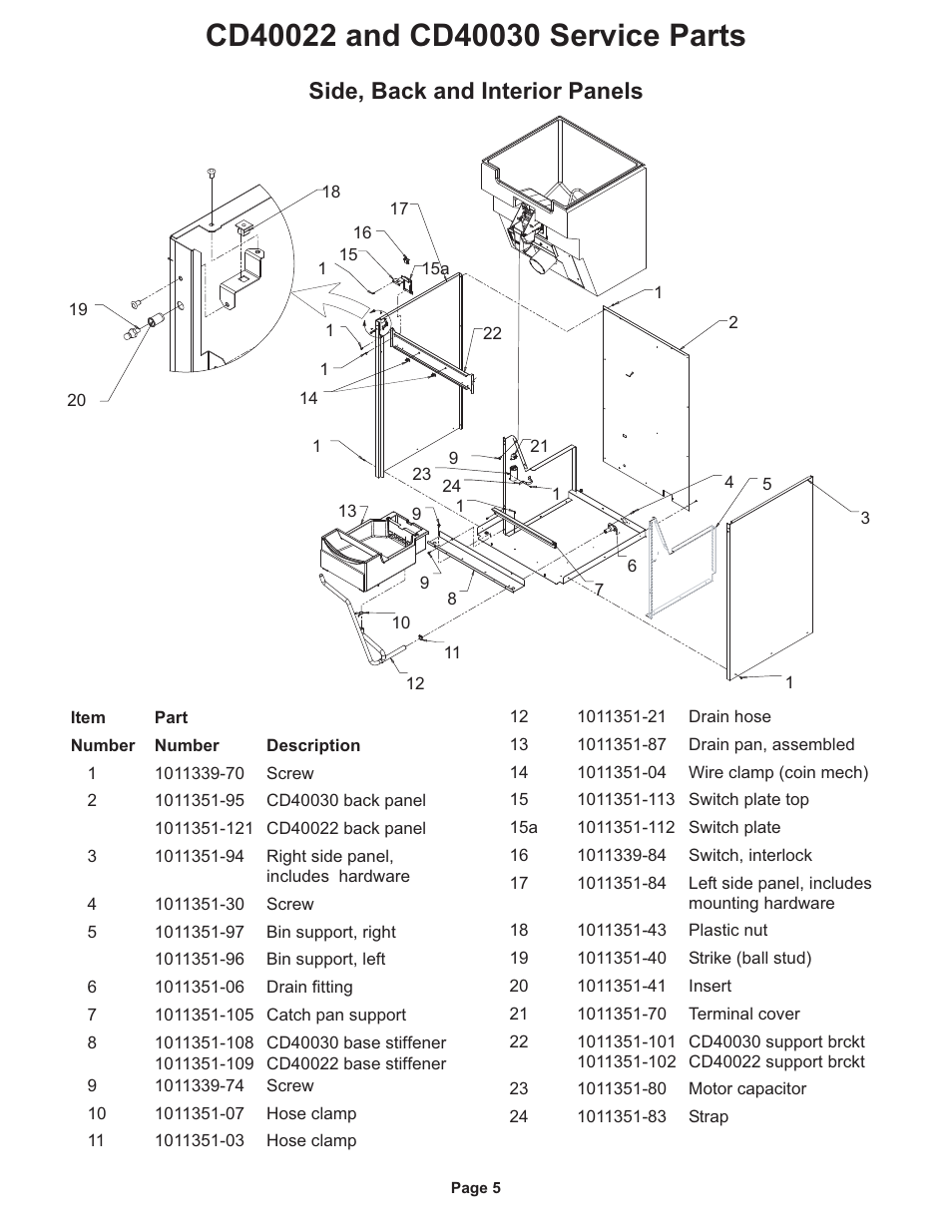 Side, back and interior panels | Ice-O-Matic Hotel Dispenser CD 40030 Series User Manual | Page 7 / 12