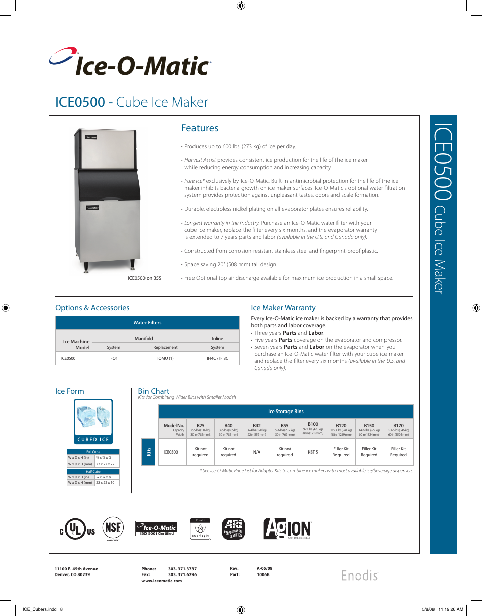 Ice-O-Matic ICE0500 User Manual | 2 pages