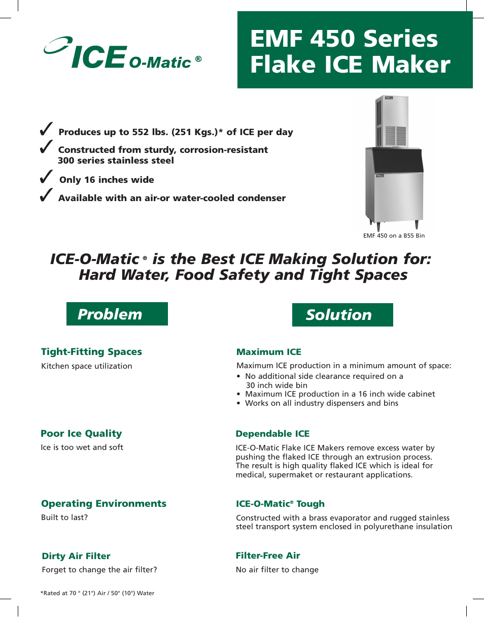Ice-O-Matic EMF 450 Series User Manual | 2 pages