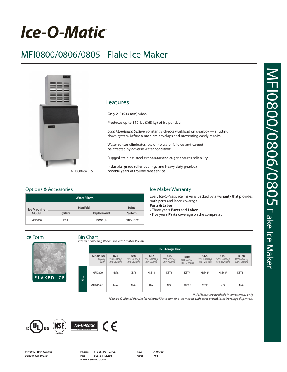 Ice-O-Matic MFI0805 User Manual | 2 pages