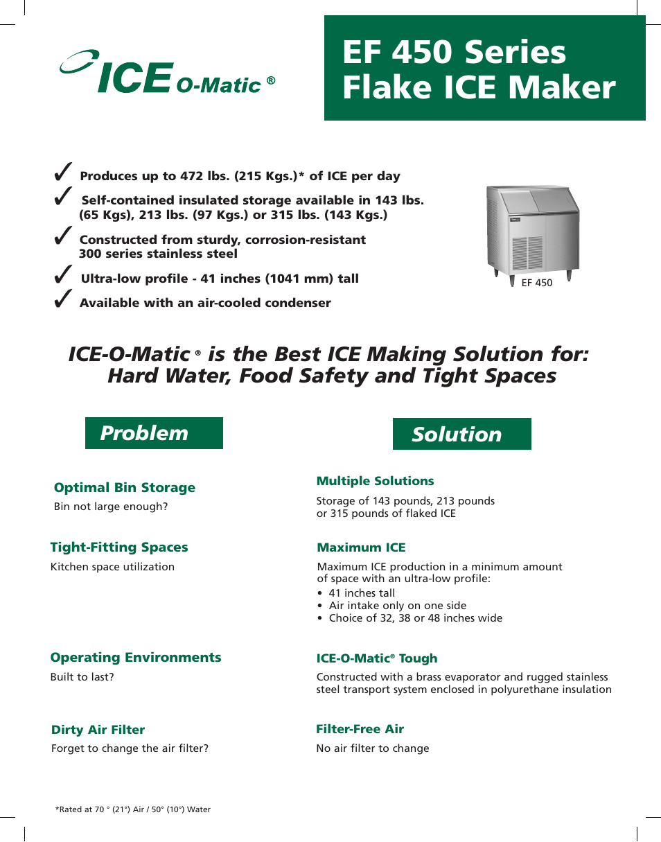 Ice-O-Matic EF 450 Series User Manual | 2 pages