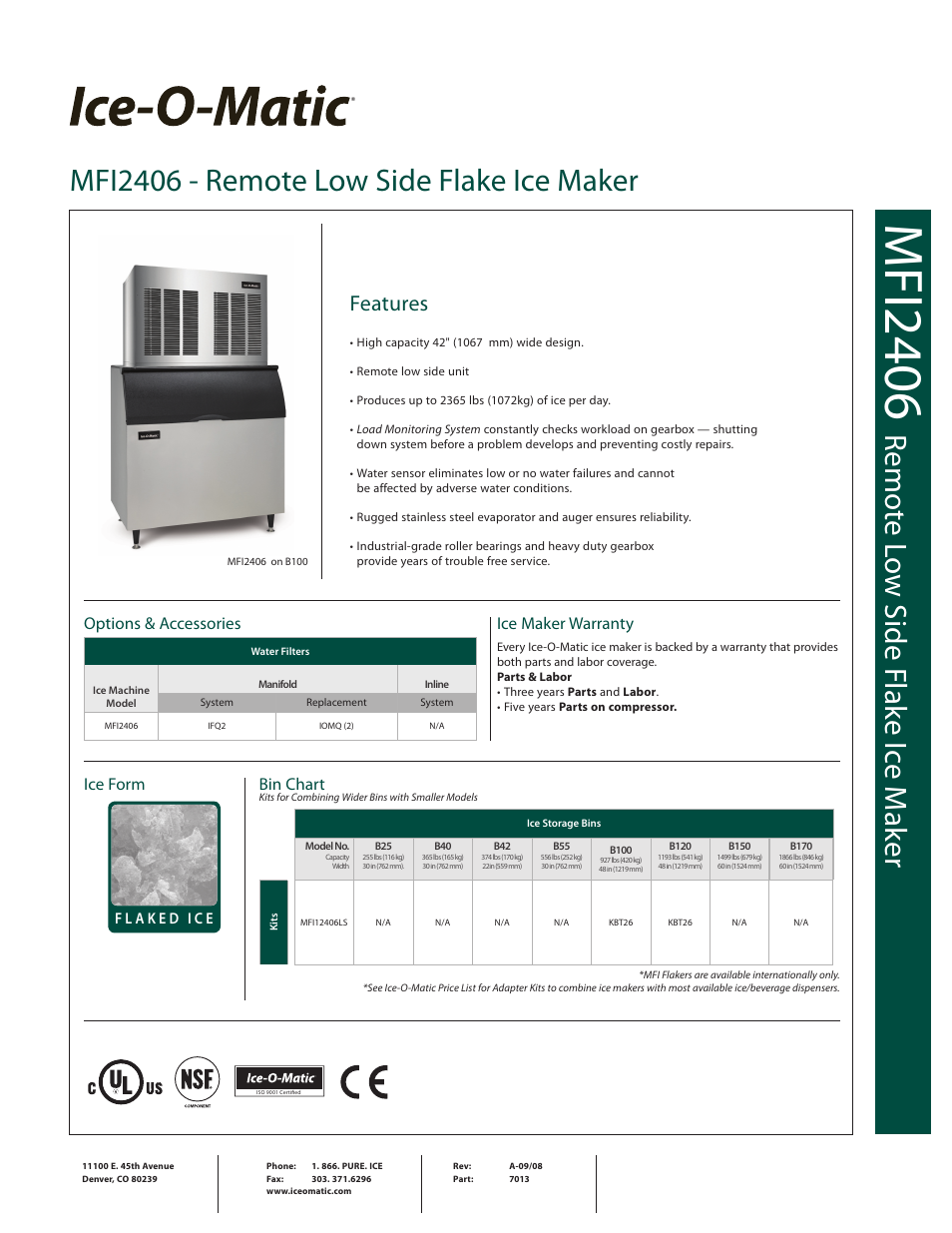 Ice-O-Matic MFI2406 User Manual | 2 pages