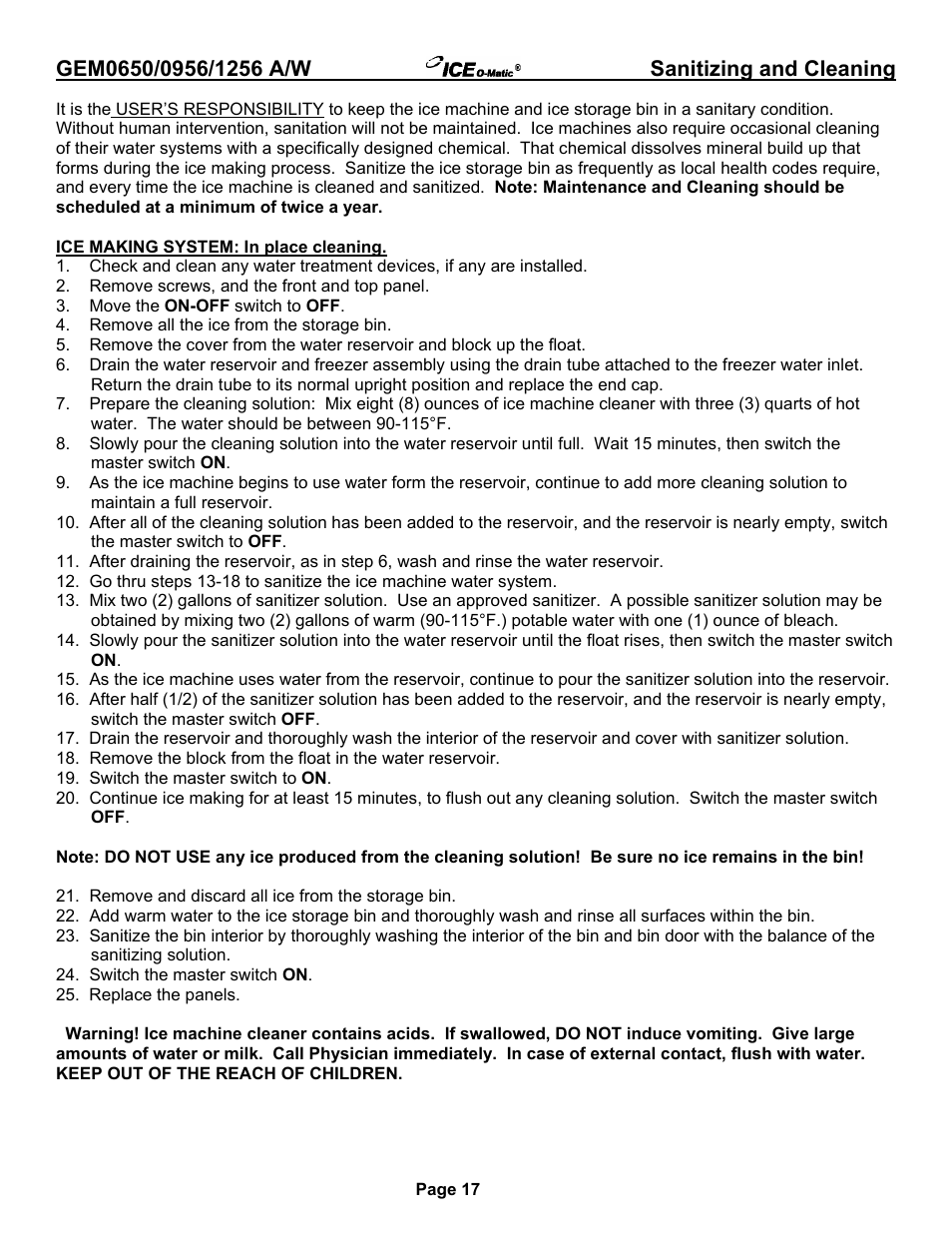 Ice-O-Matic GEM0650A/W User Manual | Page 23 / 43