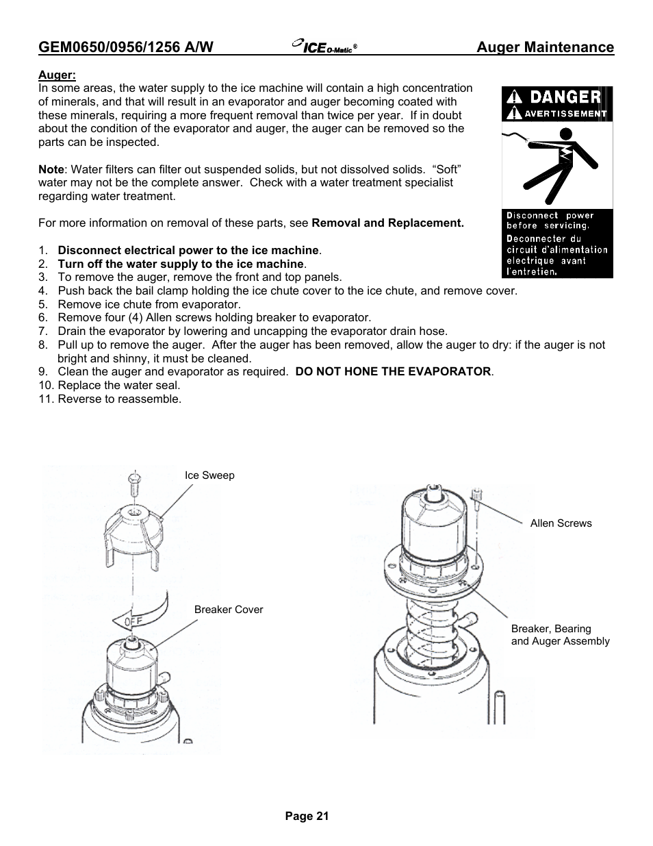 Ice-O-Matic GEM0650A/W User Manual | Page 27 / 43