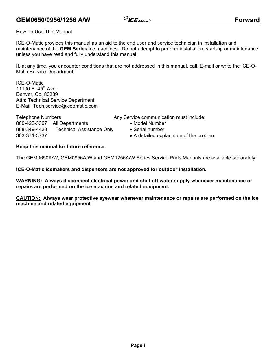 How to use this manual | Ice-O-Matic GEM0650A/W User Manual | Page 3 / 43