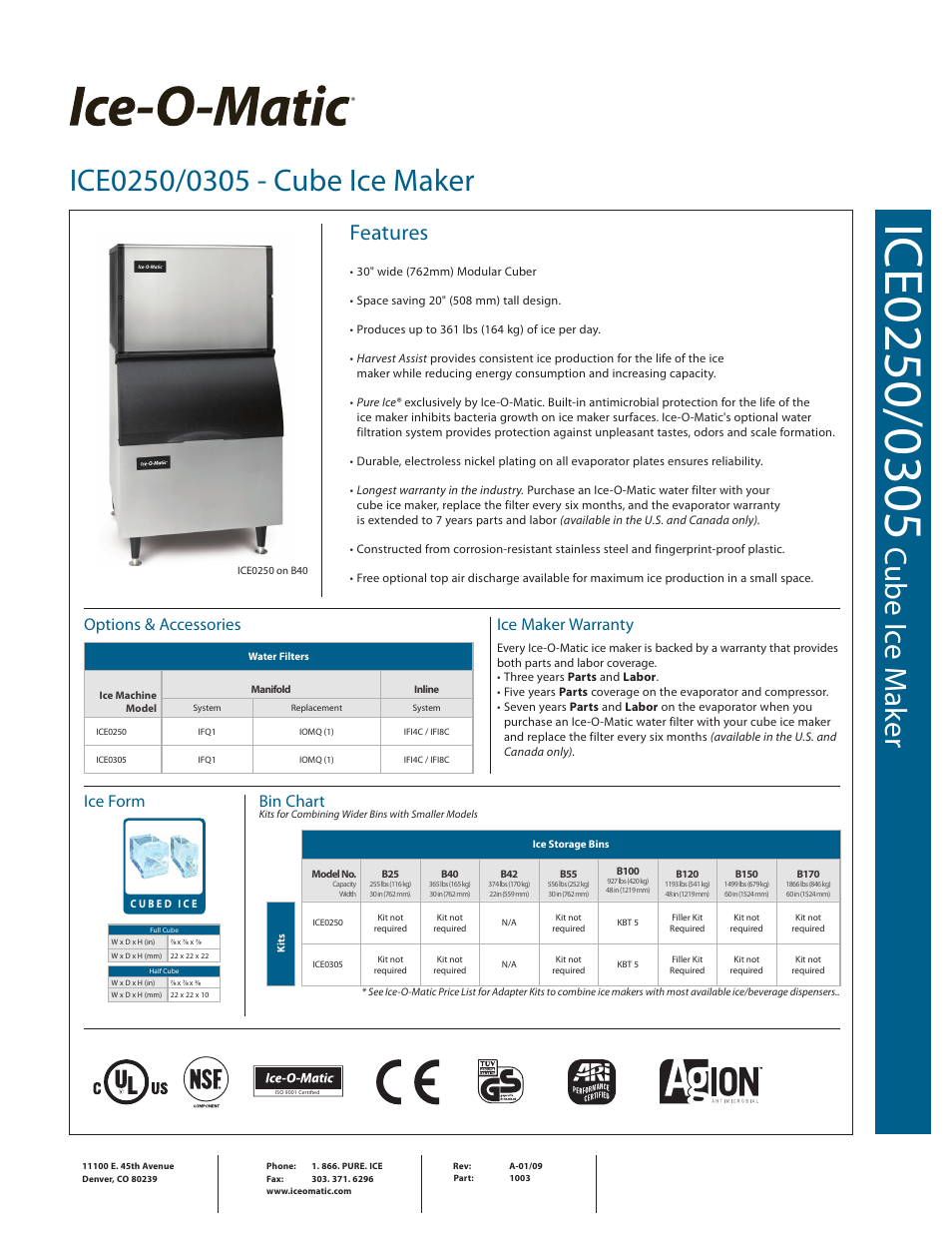 Ice-O-Matic ICE0250 User Manual | 2 pages