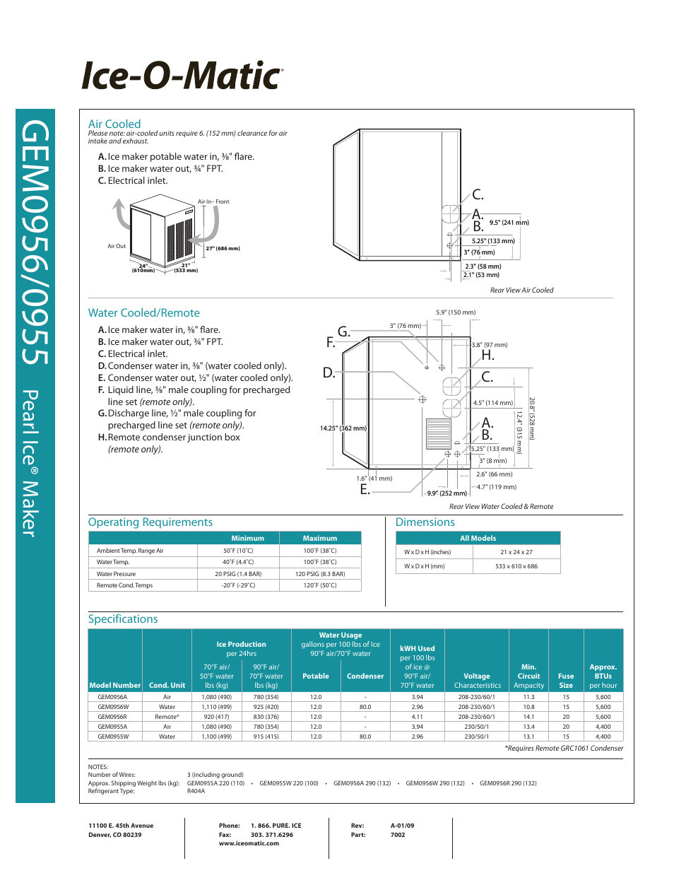 Pea rl i ce ® m ak er, A. c. b, C. a. d. e. b. h. f. g | Ice-O-Matic GEM0956/0955 User Manual | Page 2 / 2