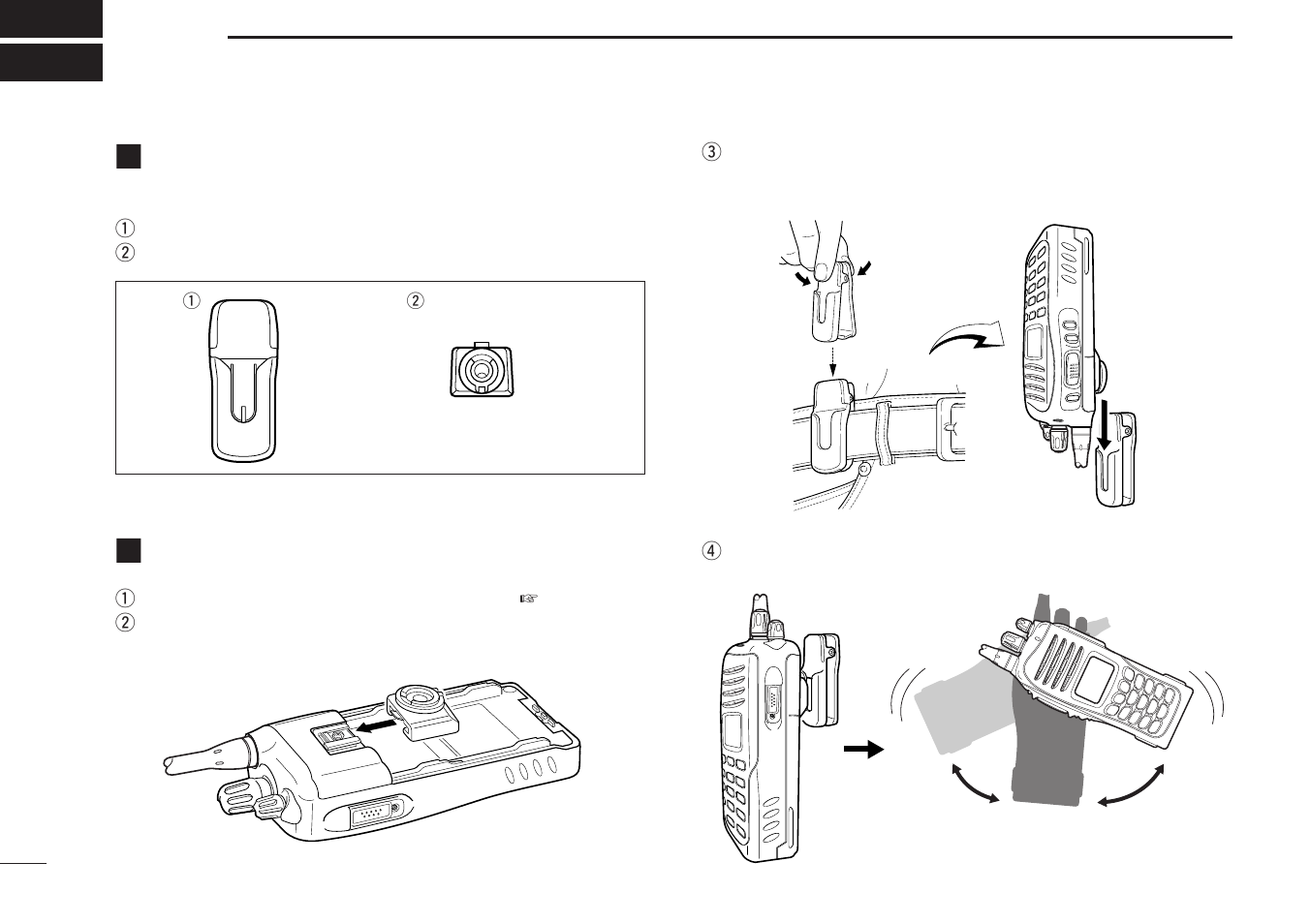 Swivel belt clip, Mb-93 contents, Attaching | Icom IC-F4063T/S User Manual | Page 28 / 36