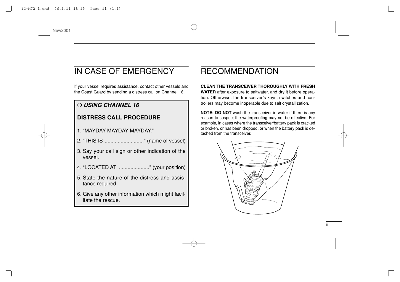 Recommendation | Icom IC-M72 User Manual | Page 3 / 40