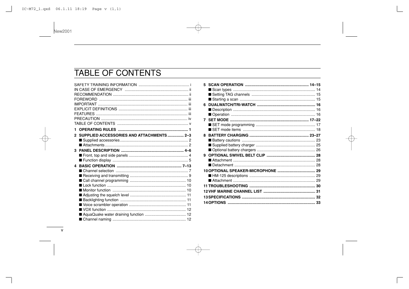 Icom IC-M72 User Manual | Page 6 / 40