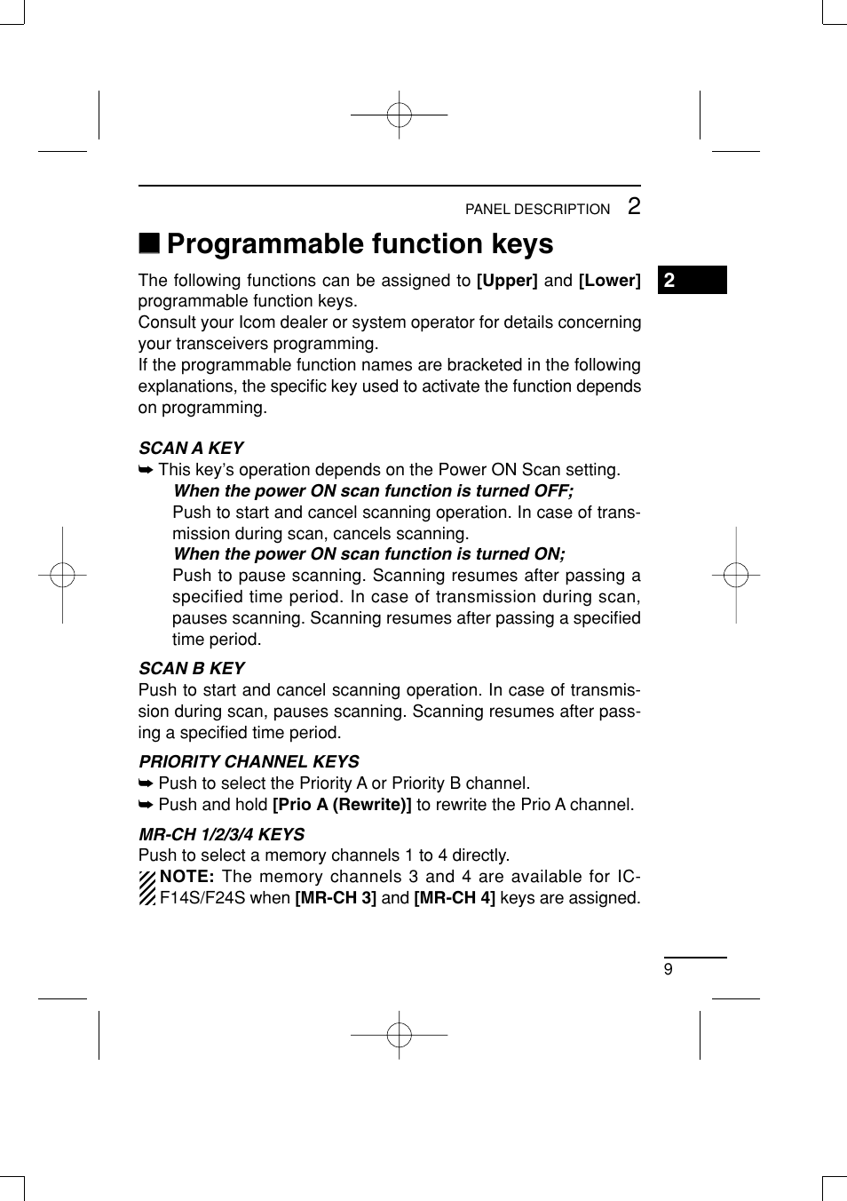 Programmable function keys | Icom IC-R20 User Manual | Page 15 / 40