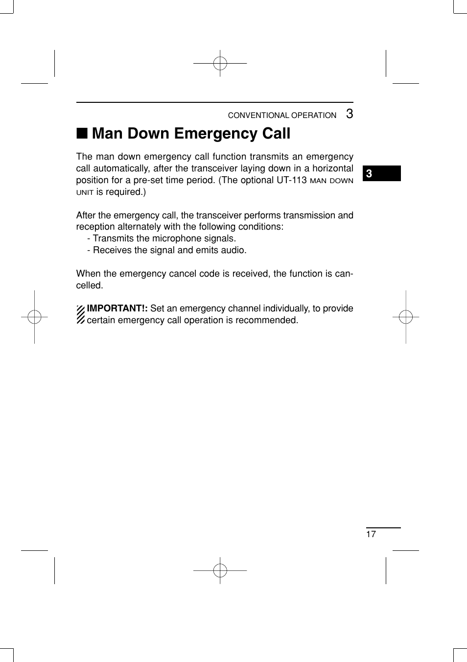 Man down emergency call | Icom IC-R20 User Manual | Page 23 / 40
