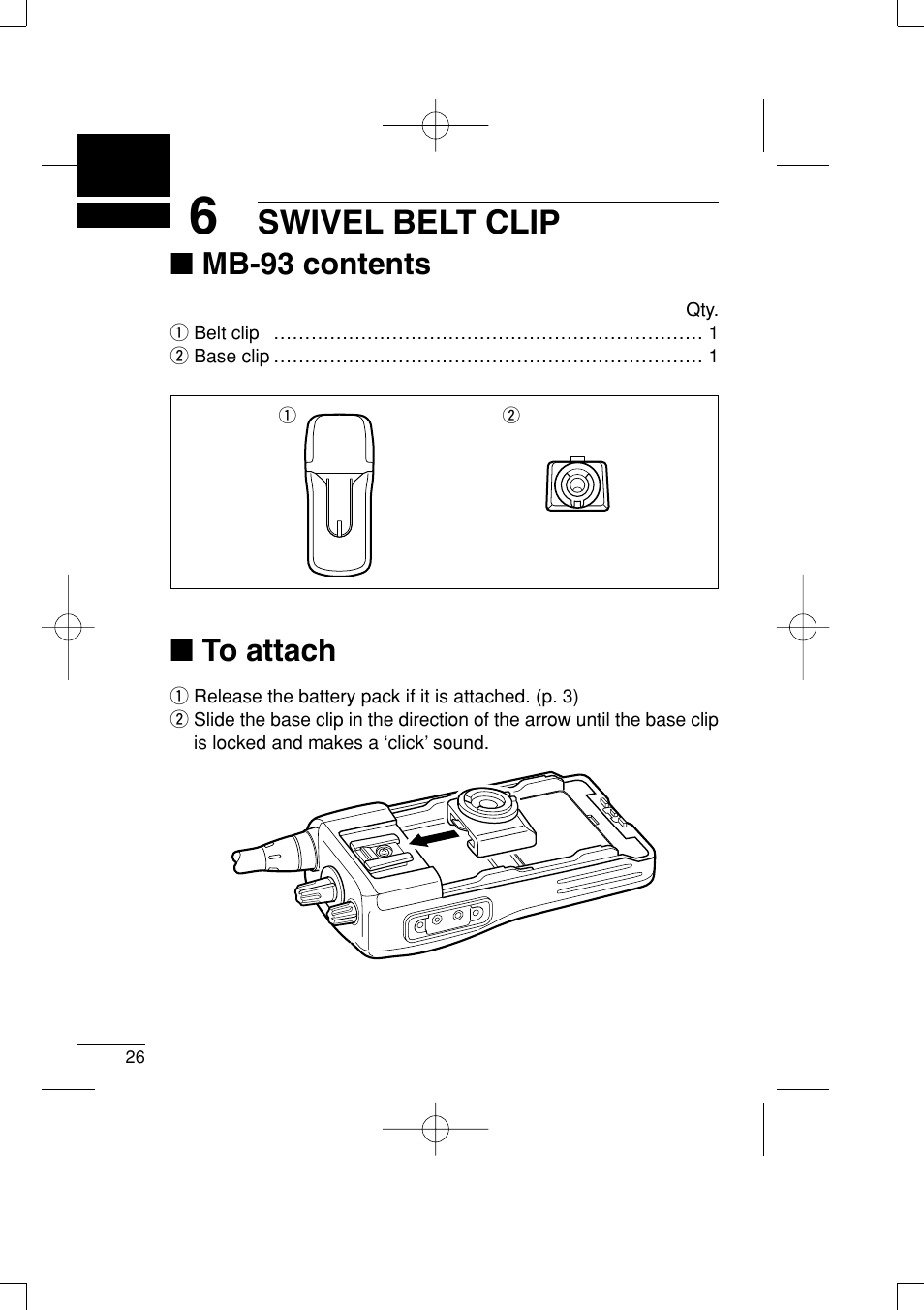Swivel belt clip, Mb-93 contents | Icom IC-R20 User Manual | Page 32 / 40