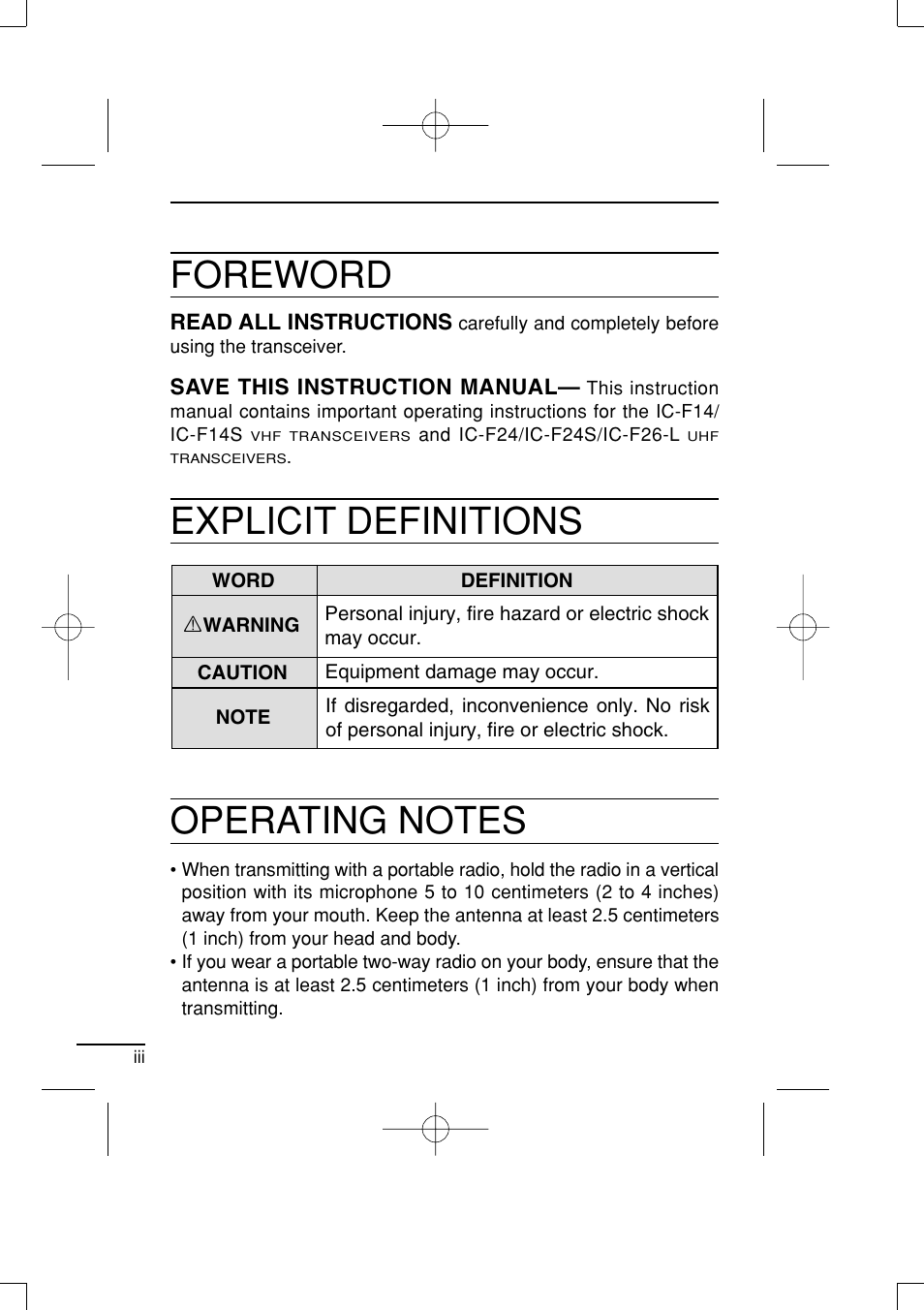 Foreword | Icom IC-R20 User Manual | Page 4 / 40